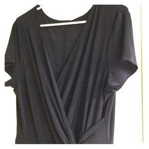 Asymmetrical Hem Faux Wrap Dress